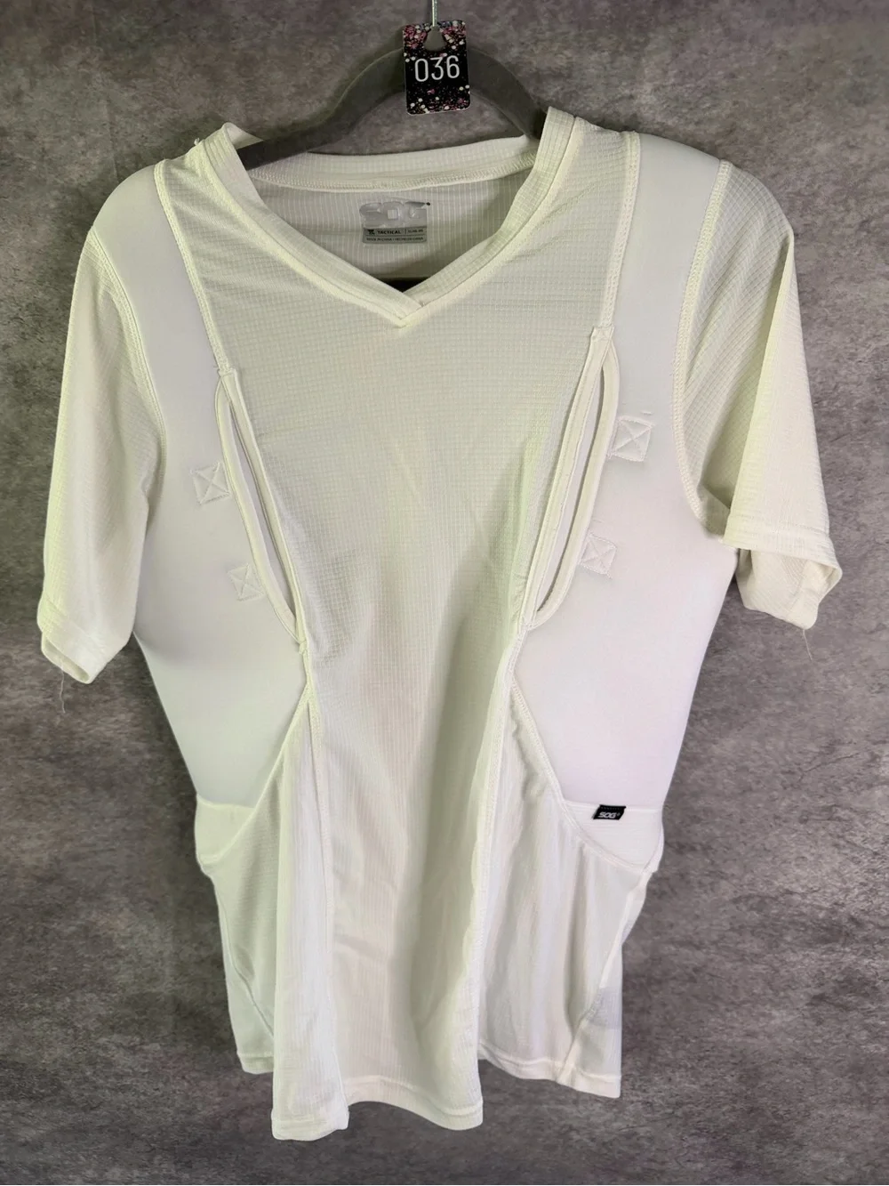 Men's White V-Neck Utility Undershirt with Conceal Carry Pockets